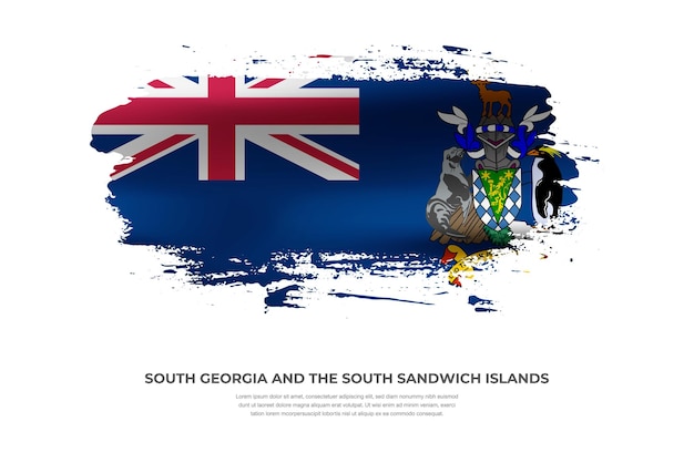 Bandera de cepillo doblado de tela artística de Georgia del Sur y las Islas Sandwich del Sur con efecto de pintura