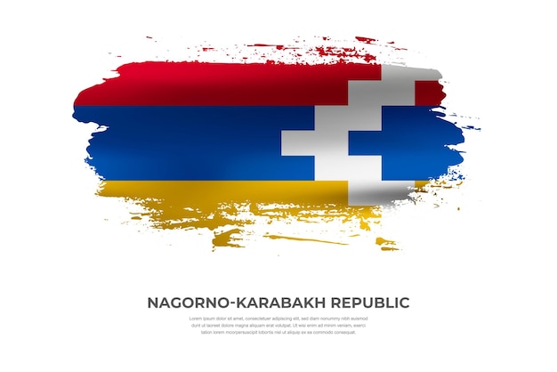 Vector bandera de cepillo plegado de tela artística de la república de nagorno-karabaj con efecto de manchas de pintura