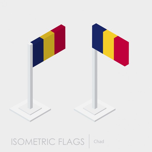Bandera de Chad estilo isométrico 3d