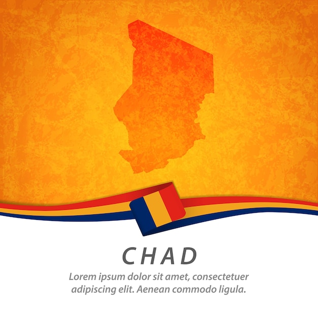 Vector bandera de chad con mapa central