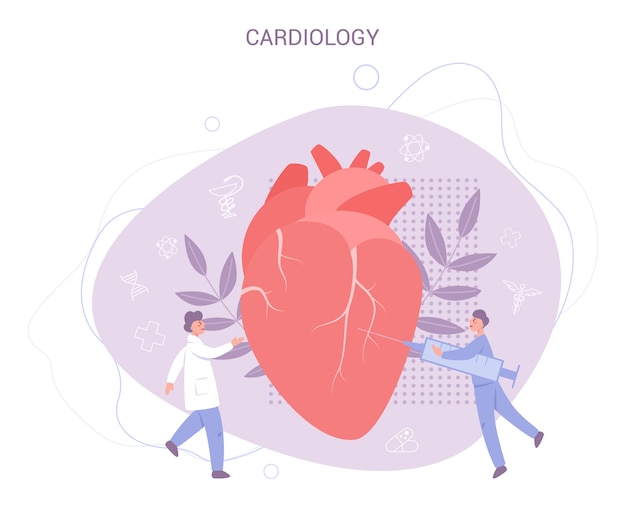 Bandera de chequeo de corazón. idea de atención médica y diagnóstico de enfermedades. el doctor examina un corazón. especialista en cardiología. en