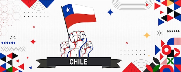 Vector bandera de chile día de la independencia geométrica banner web del país resumen corporativo hacia atrás