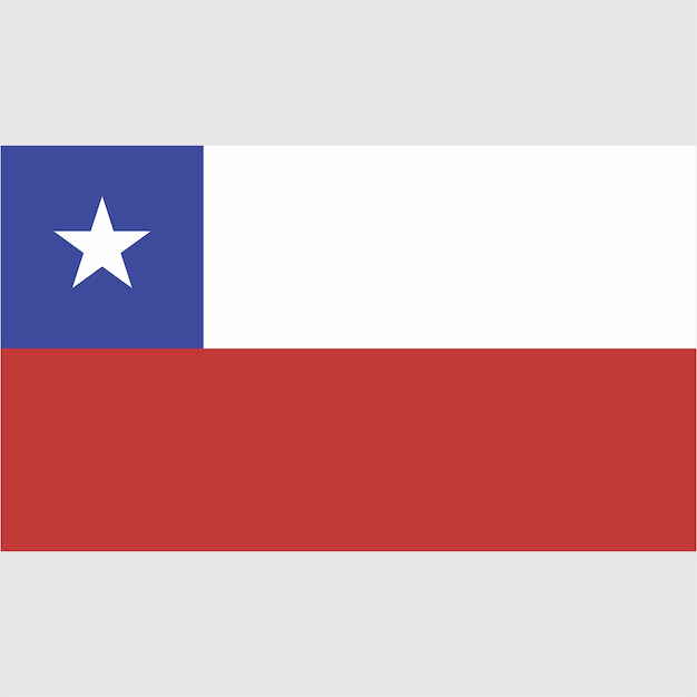 Vector una bandera de chile con una estrella blanca en la parte superior.