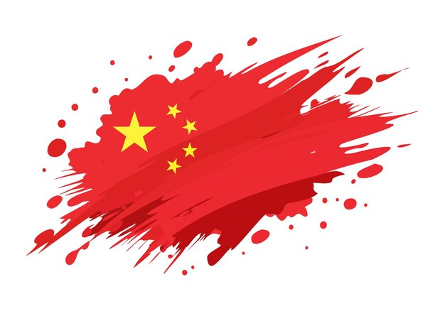 Bandera de China pintada con acuarela de pincel Grunge