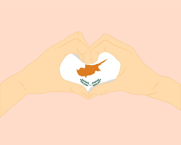 bandera de Chipre con dos manos forma de corazón expresar amor o afecto concepto