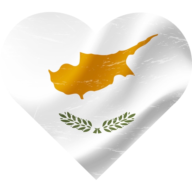 bandera de Chipre en forma de corazón grunge vintage bandera de Chipru corazón símbolo de la bandera vectorial