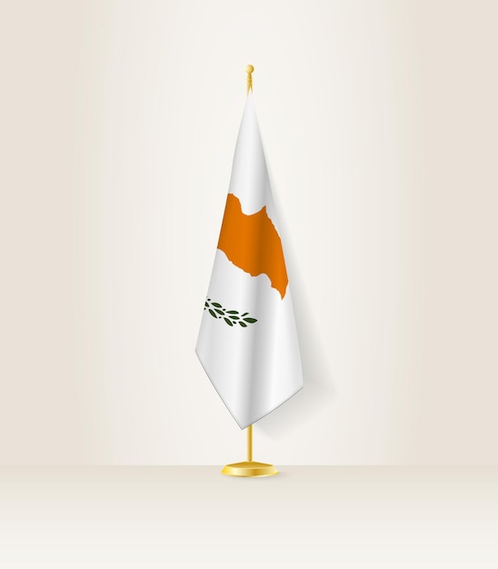 Bandera de Chipre en un soporte de bandera