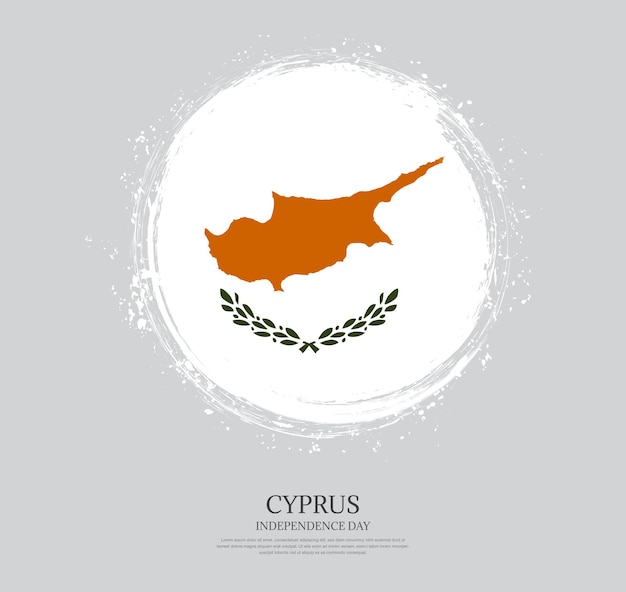 Bandera de Chipre con trazo de pincel de forma grungy circular creativa sobre un fondo sólido