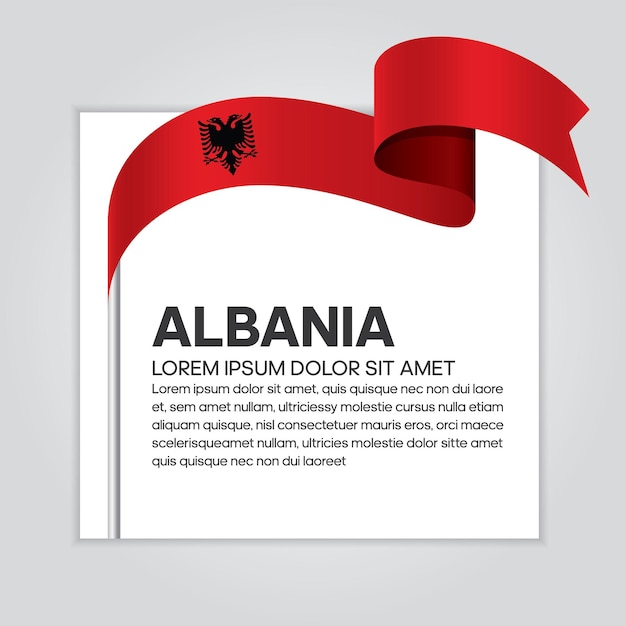 Bandera de cinta de albania, ilustración vectorial sobre un fondo blanco.