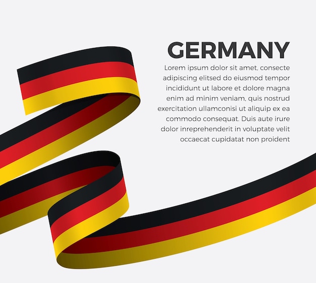 Bandera de cinta de Alemania, ilustración vectorial sobre un fondo blanco.