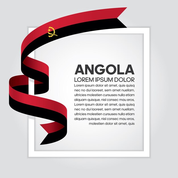 Bandera de cinta de Angola, ilustración vectorial sobre un fondo blanco.