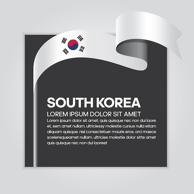 Bandera de cinta de corea del sur, ilustración vectorial sobre un fondo blanco.