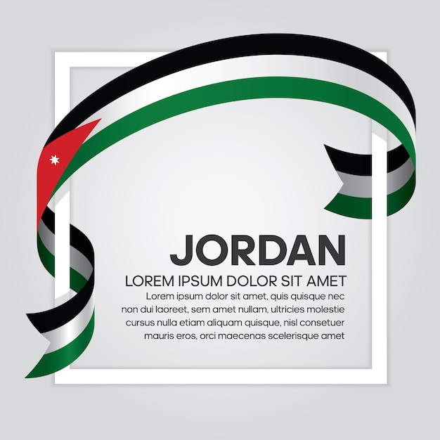 Bandera de cinta de Jordania, ilustración vectorial sobre un fondo blanco.