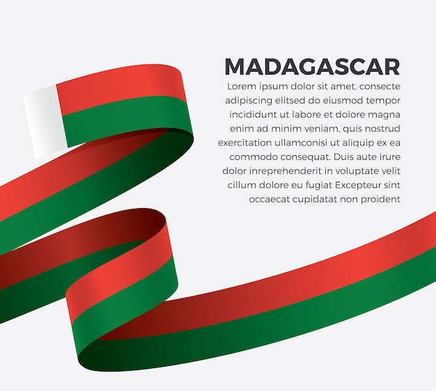 Bandera de cinta de Madagascar, ilustración vectorial sobre un fondo blanco.
