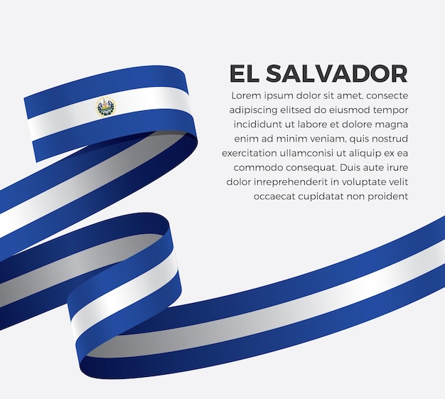 Bandera de cinta de El Salvador, ilustración vectorial sobre un fondo blanco.