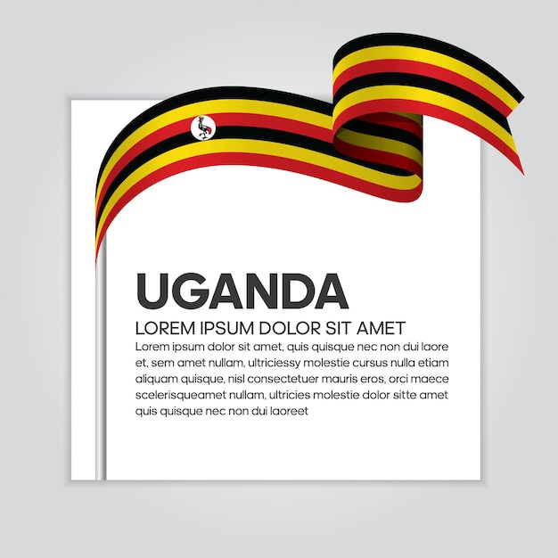 Bandera de cinta de Uganda, ilustración vectorial sobre un fondo blanco.