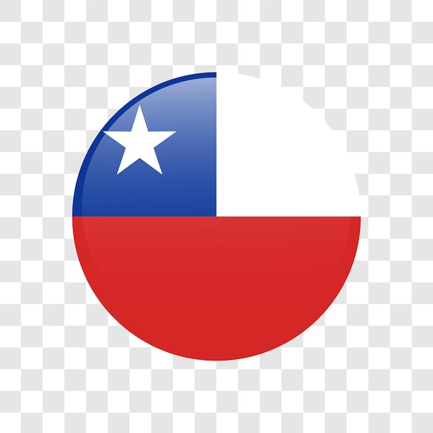 Bandera del círculo redondeado de Chile aislada en un fondo transparente Ilustración vectorial