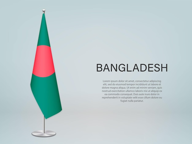 Vector bandera colgante de bangladesh en el stand plantilla para banner de conferencia