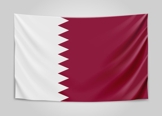 Vector bandera colgante de qatar. estado de katar. bandera nacional.