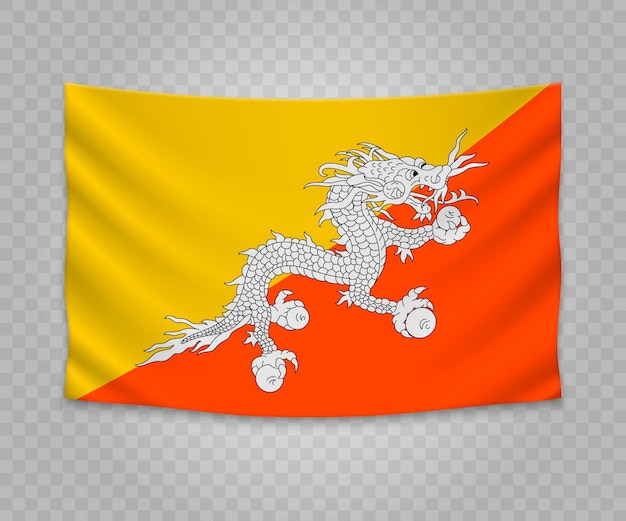 Bandera colgante realista de Bután