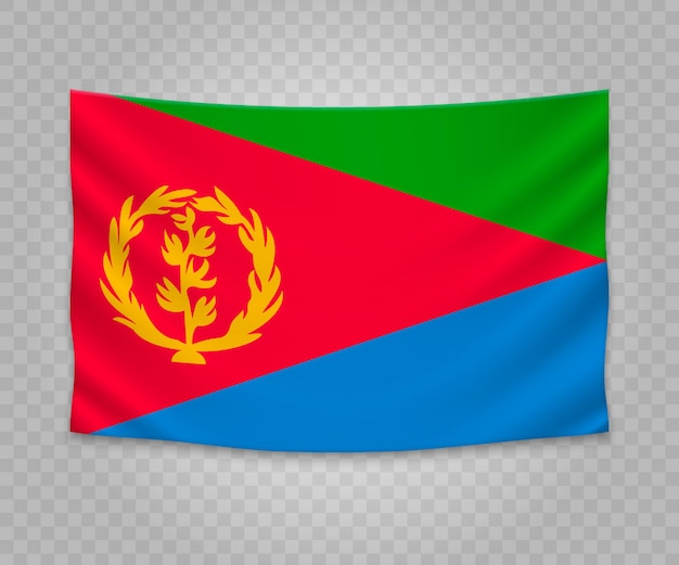 Bandera colgante realista de eritrea.