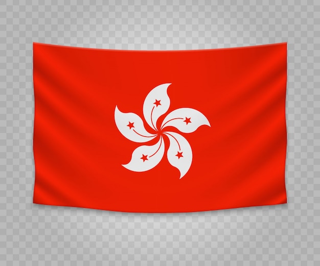 Bandera colgante realista de hong kong