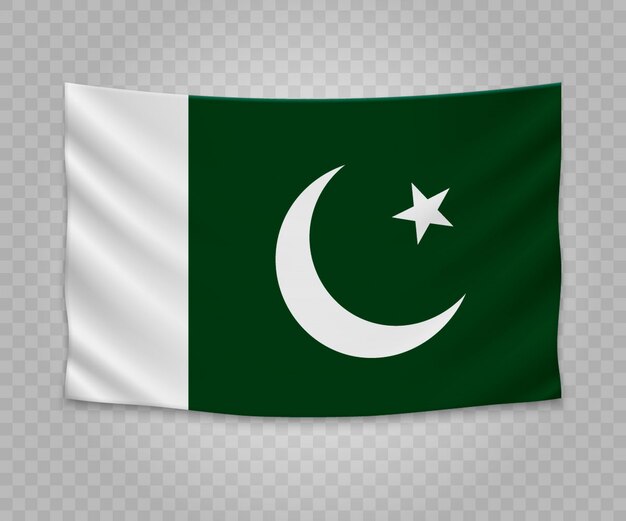 Bandera colgante realista de pakistán