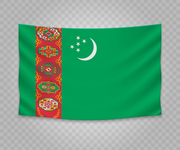 Vector bandera colgante realista de turkmenistán