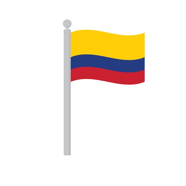 Vector bandera de colombia en el asta aislada