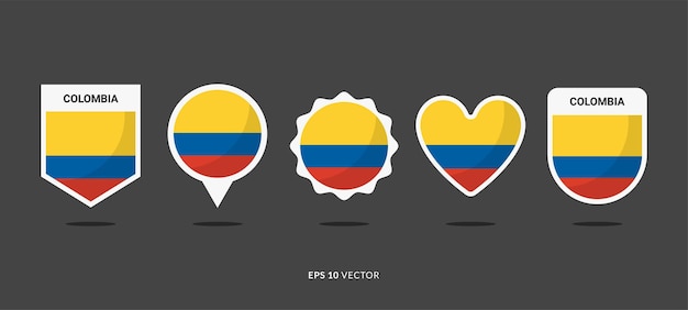 Bandera de Colombia establece ilustración vectorial