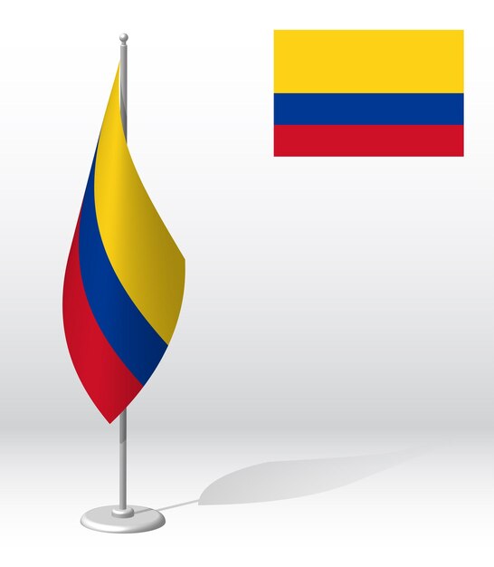 Vector bandera de colombia en el mástil para el registro de eventos solemnes que reciben invitados extranjeros