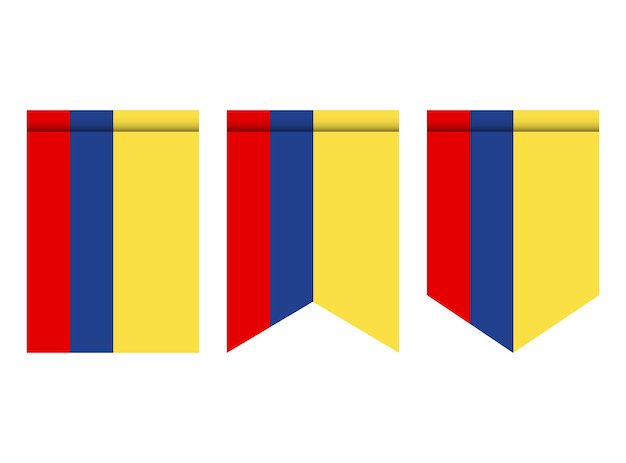 Vector bandera de colombia o banderín aislado sobre fondo blanco. icono de la bandera del banderín.