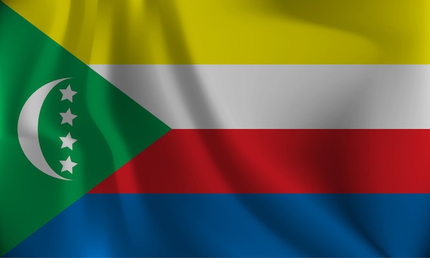 Bandera de Comoras con un efecto ondulado debido al viento
