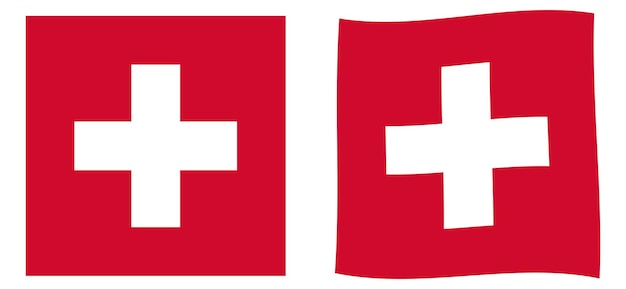Vector bandera de la confederación suiza (suiza). versión simple y ligeramente ondulada.