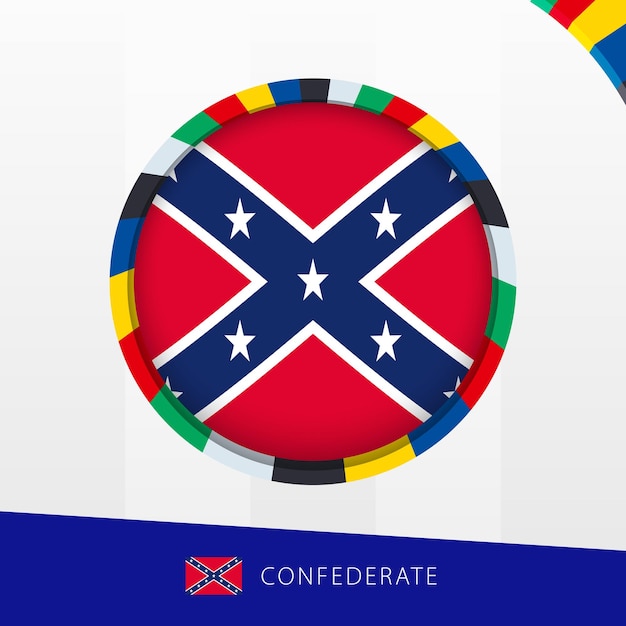 Bandera confederada con borde de círculo colorido