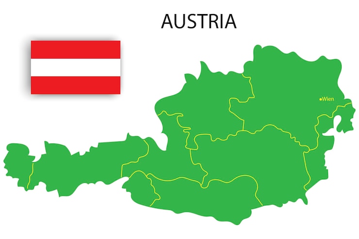 Vector bandera de contorno de austria concepto de gráfico mapa de silueta diseño gráfico de la bandera nacional ilustración vectorial imagen de stock