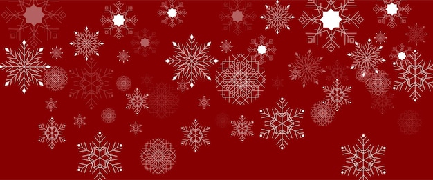 Bandera de copos de nieve de invierno con gradiente vectorial rojo y blanco