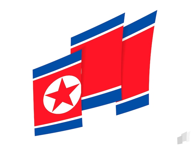 Bandera de Corea del Norte en un diseño abstracto rasgado Diseño moderno de la bandera de Corea del Norte