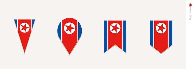 Bandera de Corea del Norte en la ilustración de vector de diseño vertical