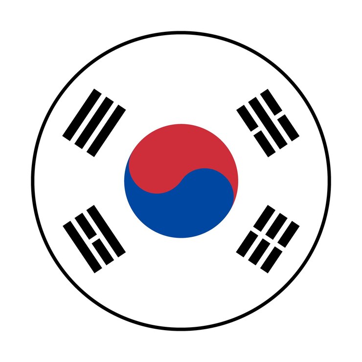 Vector bandera de corea del sur borde negro logotipo del círculo de la bandera de corea del sud icono ilustración vectorial de computadora