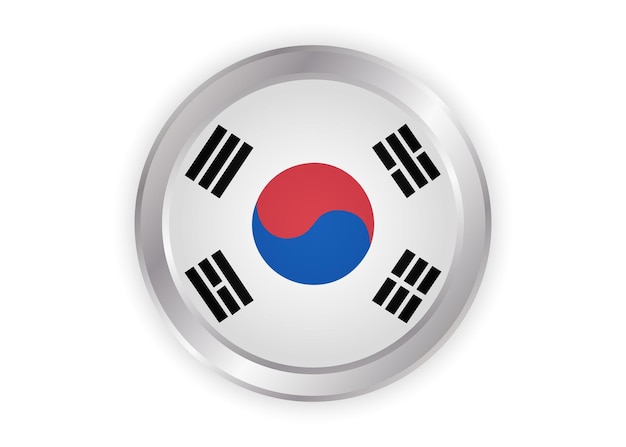 Vector bandera, de, corea del sur, botón, icono