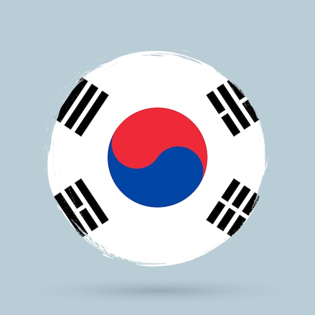 Vector bandera de corea del sur estandarte con pincel grunge