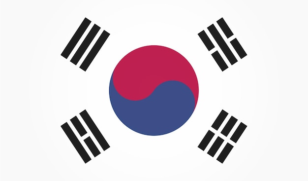 Bandera de corea del sur fondo blanco ilustración vectorial eps 10