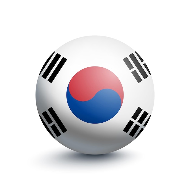 Vector bandera de corea del sur en forma de bola aislada sobre fondo blanco. ilustración vectorial