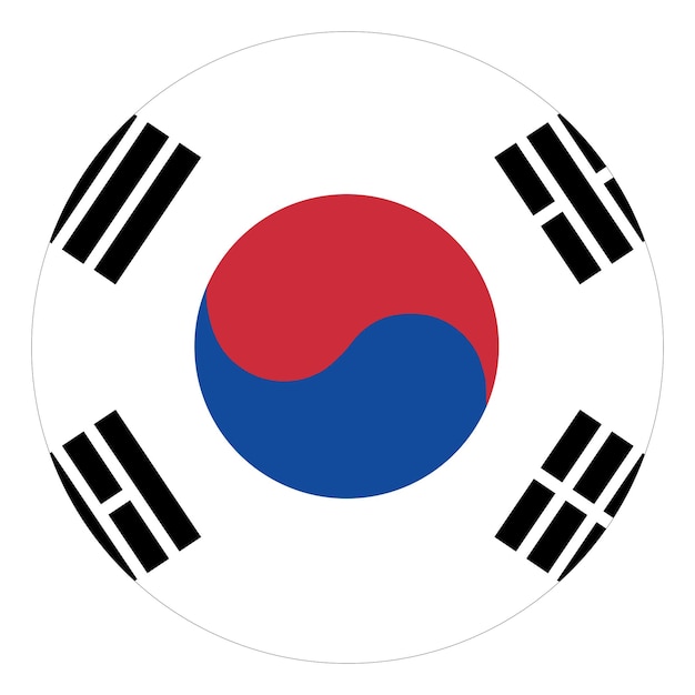 Bandera de Corea del Sur en forma de círculo redondo Bandera de Corea del Sur