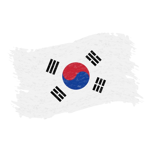 Vector bandera de corea del sur grunge trazo de pincel abstracto aislado sobre un fondo blanco ilustración vectorial