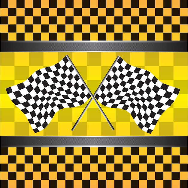 Bandera a cuadros sobre fondo amarillo