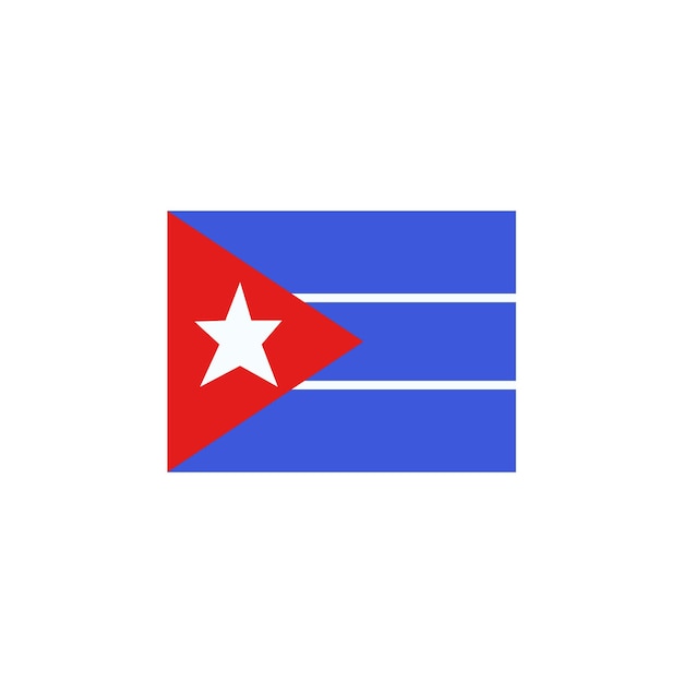 Bandera cubana con rayas azules y diseño de icono vectorial de triángulo rojo