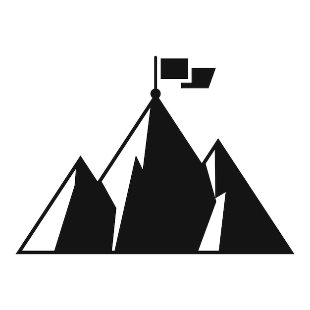 Bandera de destino en icono de montaña vector simple Ascenso profesional Éxito empresarial
