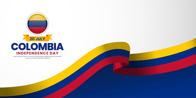 La bandera del día de la Independencia de Colombia de fondo 20 de julio es un elemento de diseño con una bandera de cinta ondeando.